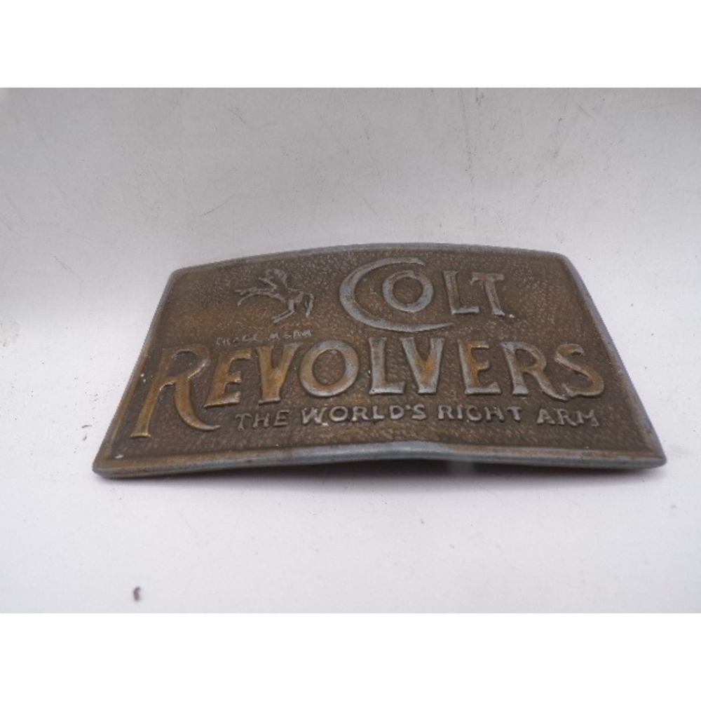 Vintage Colt Revolvers Belt Buckle The Worlds Right Arm Bronze Tone Rectangular